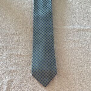 Michael Kors Green and Blue Check Silk Tie